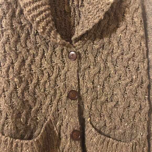 Anthropologie Isabella Sinclair Farfar Chunky Knit Cardigan Sweater Shawl Collar - Picture 2 of 8